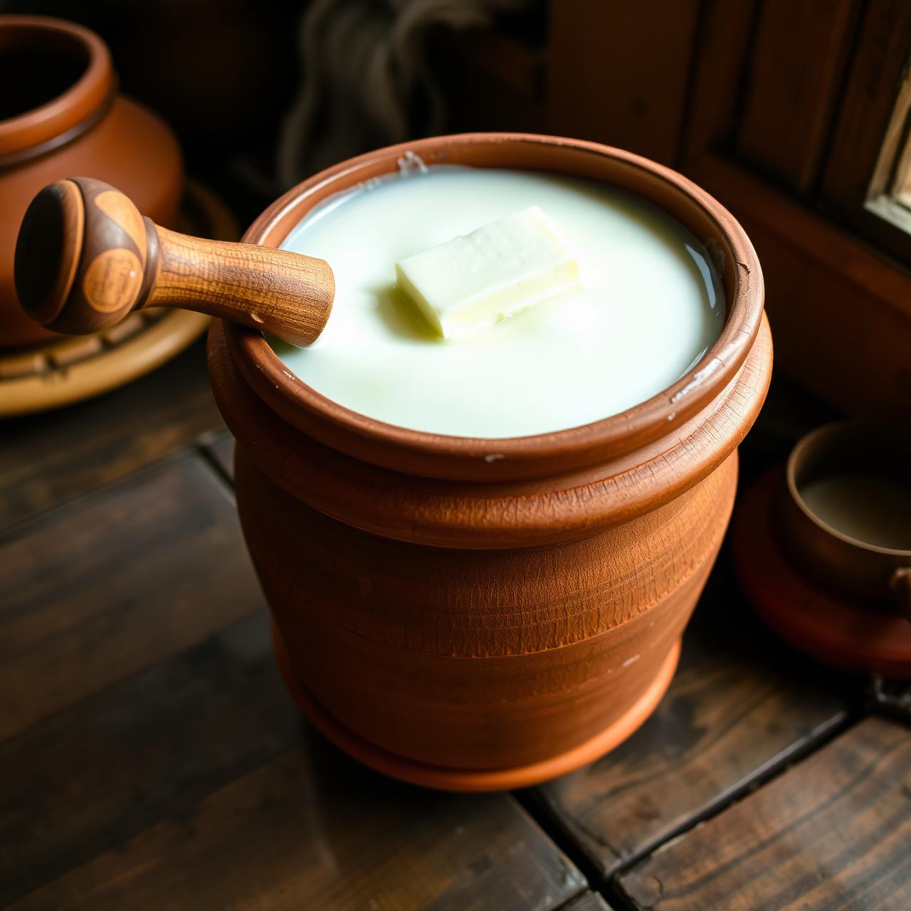 Curd cultured in a clay pot